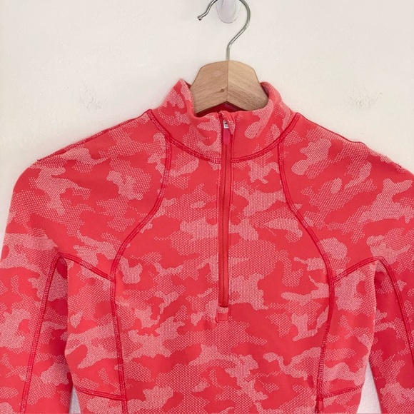 Lululemon Its Rulu Run Cropped Half Zip Heritage Camo Jacquard Raspberry Pink 0 - Picture 9 of 16